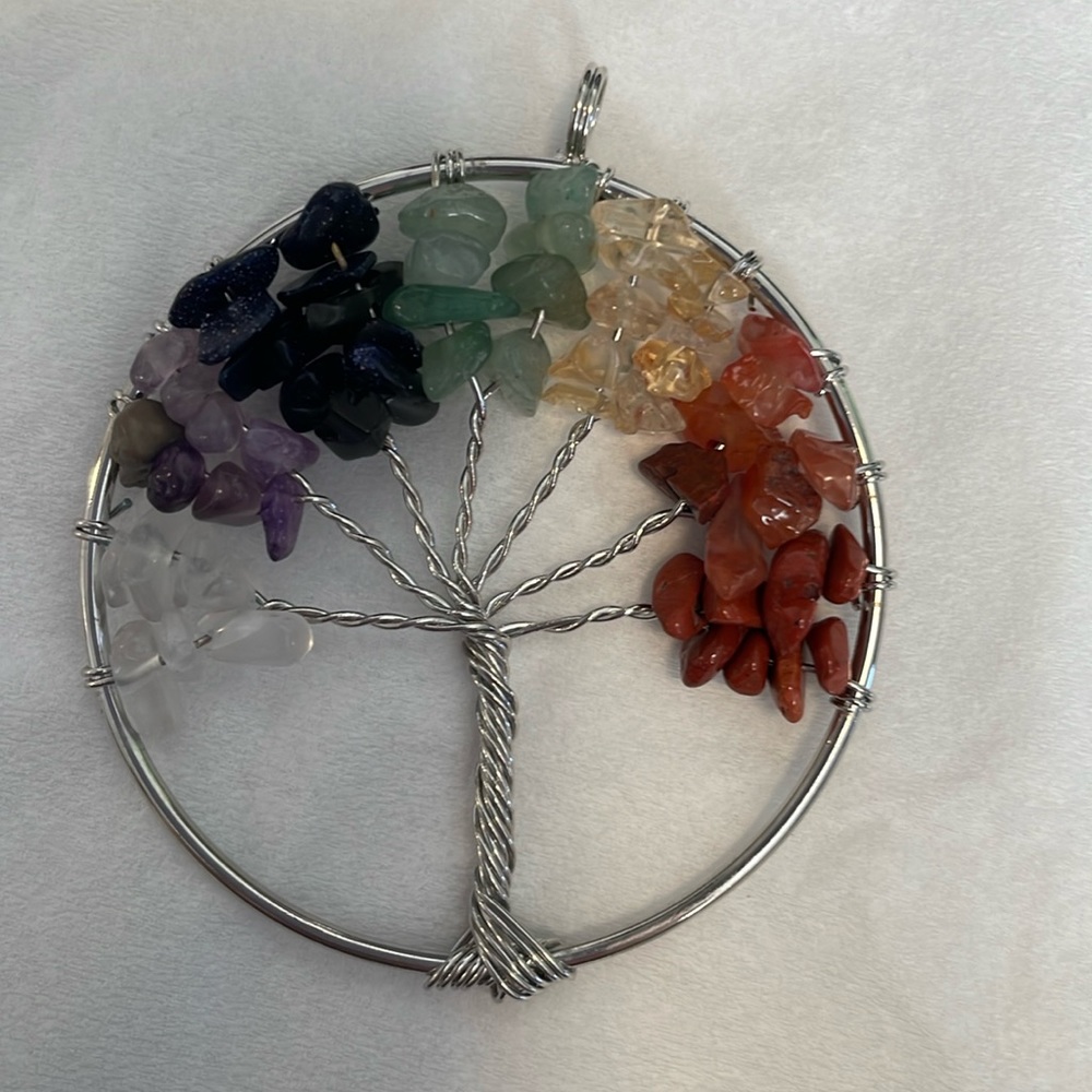 Tree of Life Silver wrapped Chakra Pendant - Picture 3 of 6